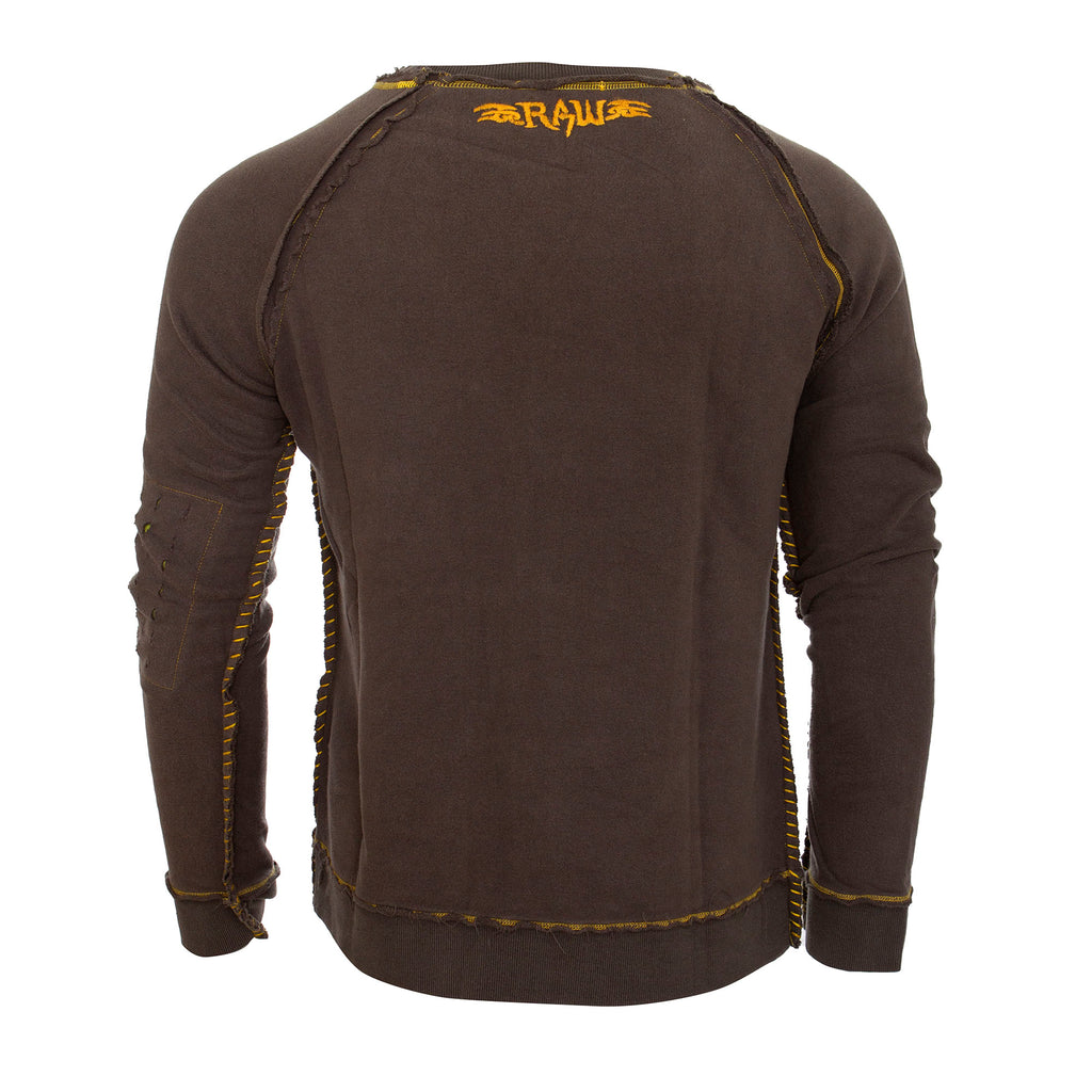 Raw7 Men's Stone Gray Crew Neck Sweatshirt Skull Design