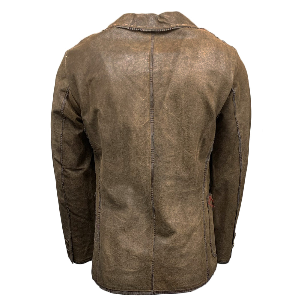 Raw7 Men's Distressed Leather Blazer Skull