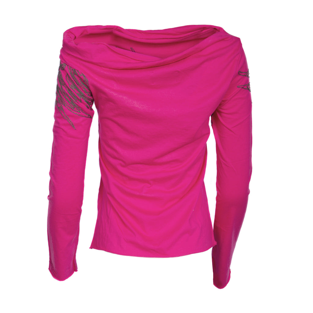 RAW 7 Till The End Women's Raspberry Top with Embroidered Eagle Design