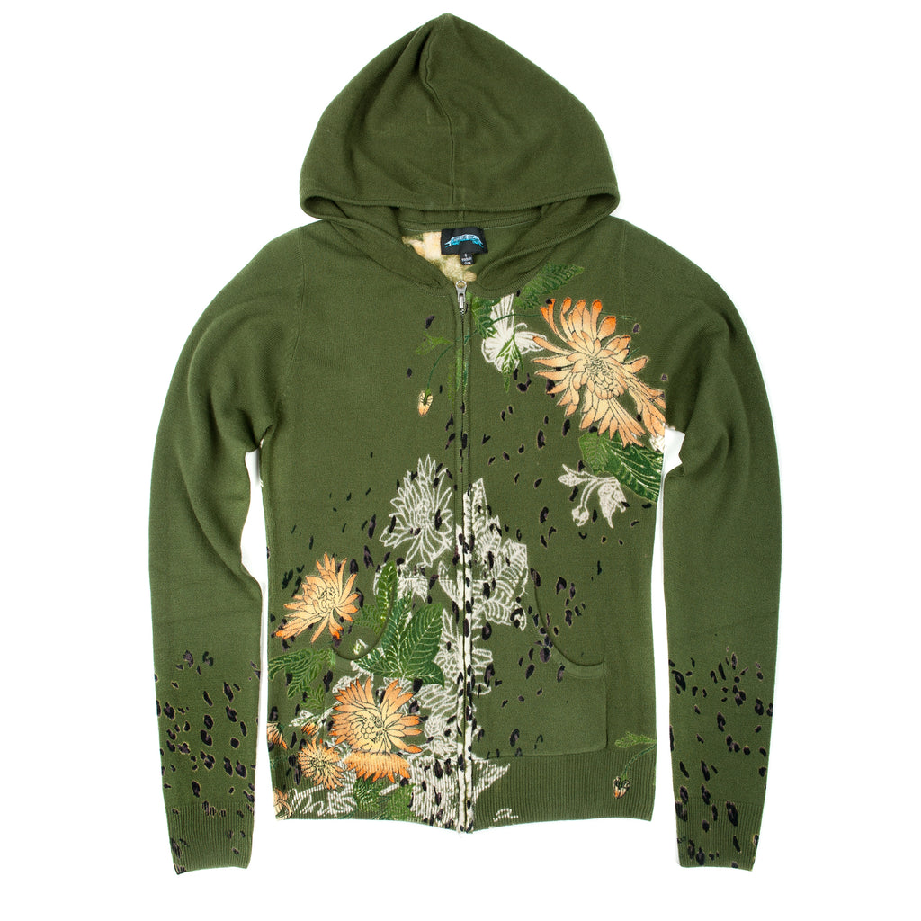 RAW 7 Women's Acrylic Zip Hoody Chrysanthrmum - Green