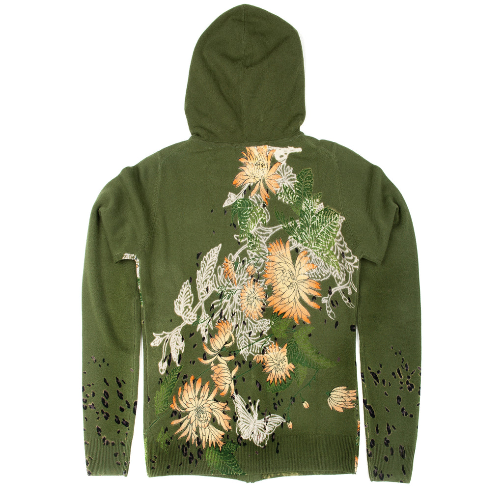 RAW 7 Women's Acrylic Zip Hoody Chrysanthrmum - Green