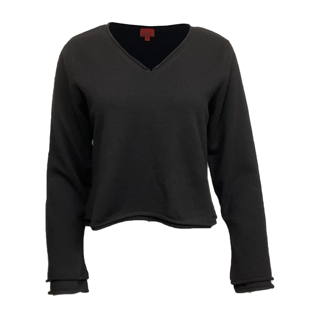 Marisol GERona Women's Double-Layered Cashmere V-Neck Sweater - Black