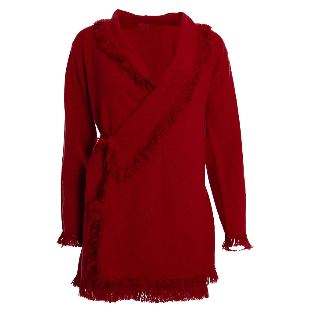 Marisol GERona By Raw7 Women's Wrap and Tie Waist Cardigan - Red - 100% Cashmere