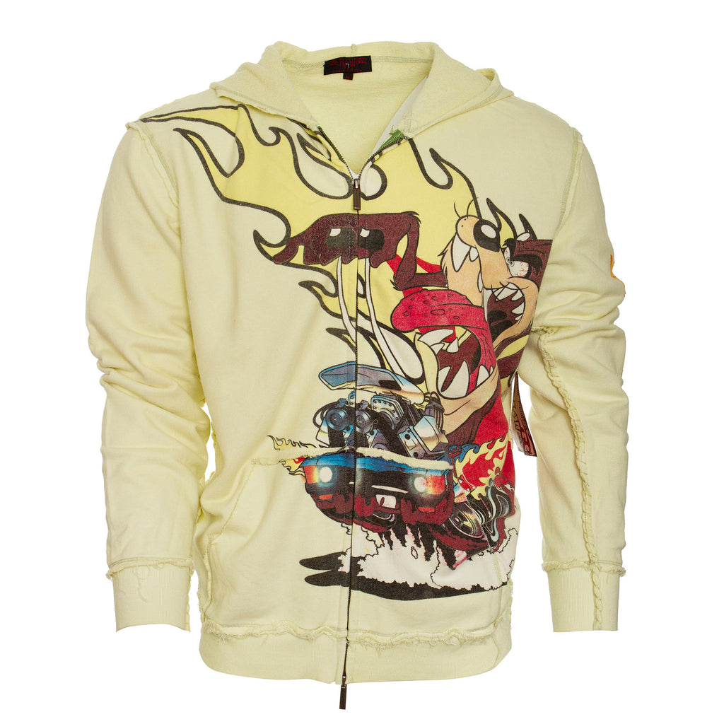 Raw7 Men's Yellow Hoodie Looney Tunes Tasmanian Devil