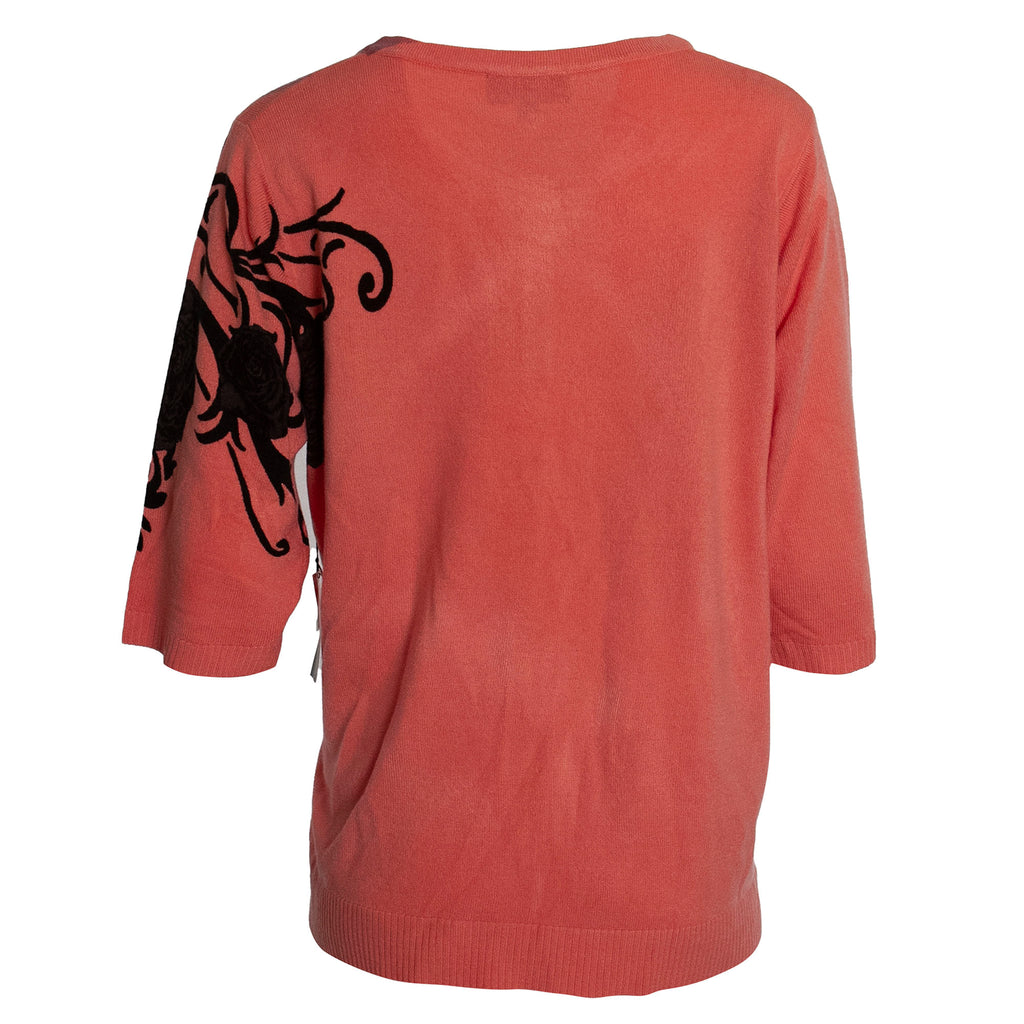 Raw7 Women's Coral Cardigan With Black Rose