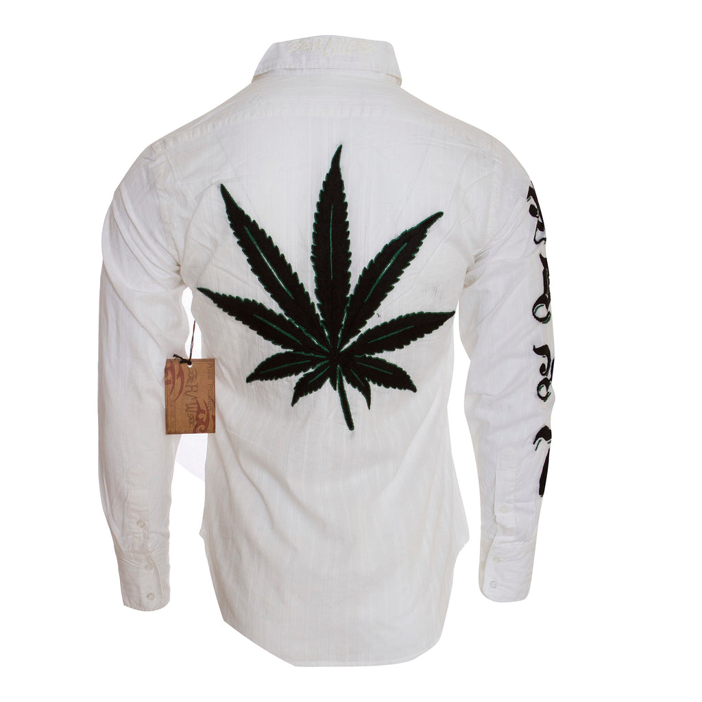 Raw 7 Men's Skull and Leaf Dress Shirt - White