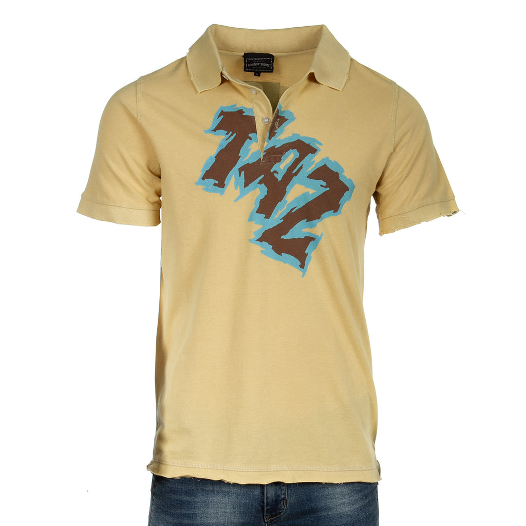 Raw7 Men's Looney Tunes Taz Beige Polo Shirt