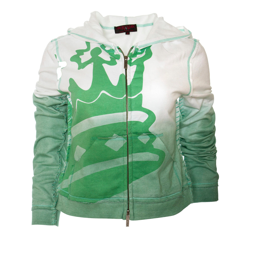 Raw7 Women's White & Green Hoodie Crown & Winged Heart Theme