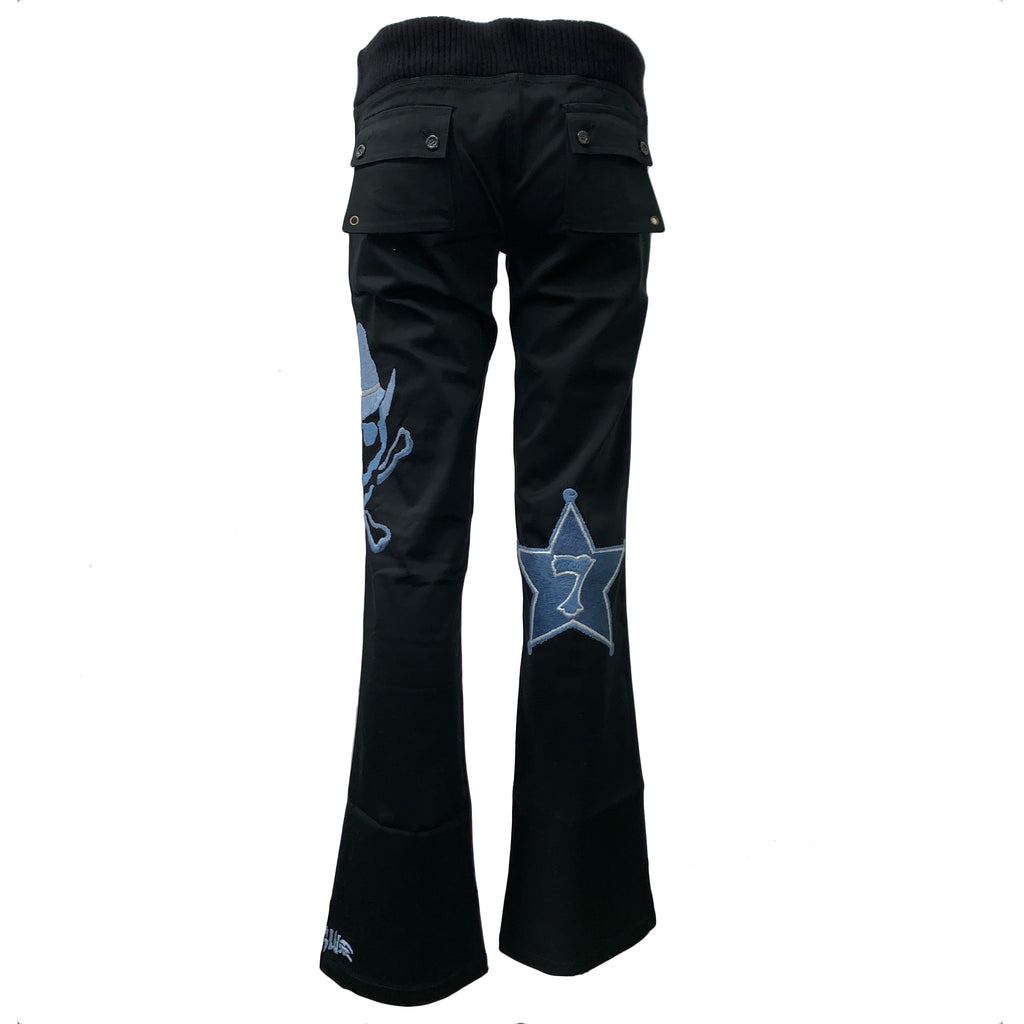 Raw7 Women's Cowboy Skull Wide Leg Pants Black