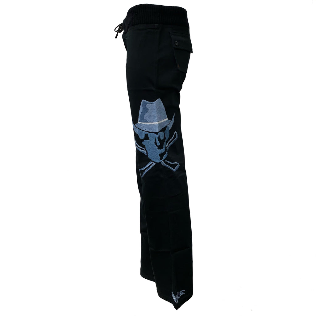 Raw7 Women's Cowboy Skull Wide Leg Pants Black