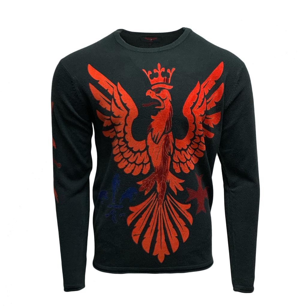 RAW7 Men's 100% Acrylic Sweater "Royal Eagle" - Charcoal