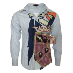 Raw 7 Men's Eagle and Guitar Themed Dress Hand Embroidery Shirt