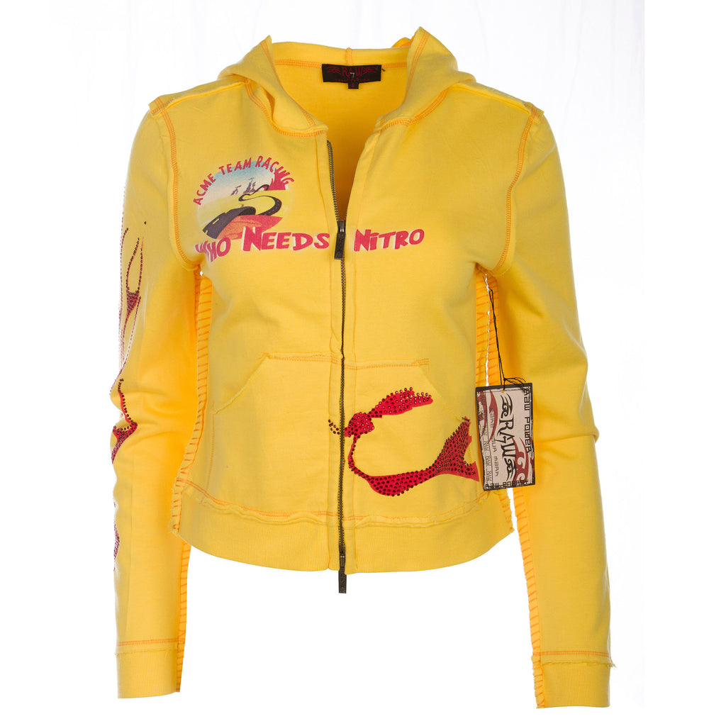 Raw7 Women's Yellow Zip Hoodie Wile E. Coyote and the Road Runner