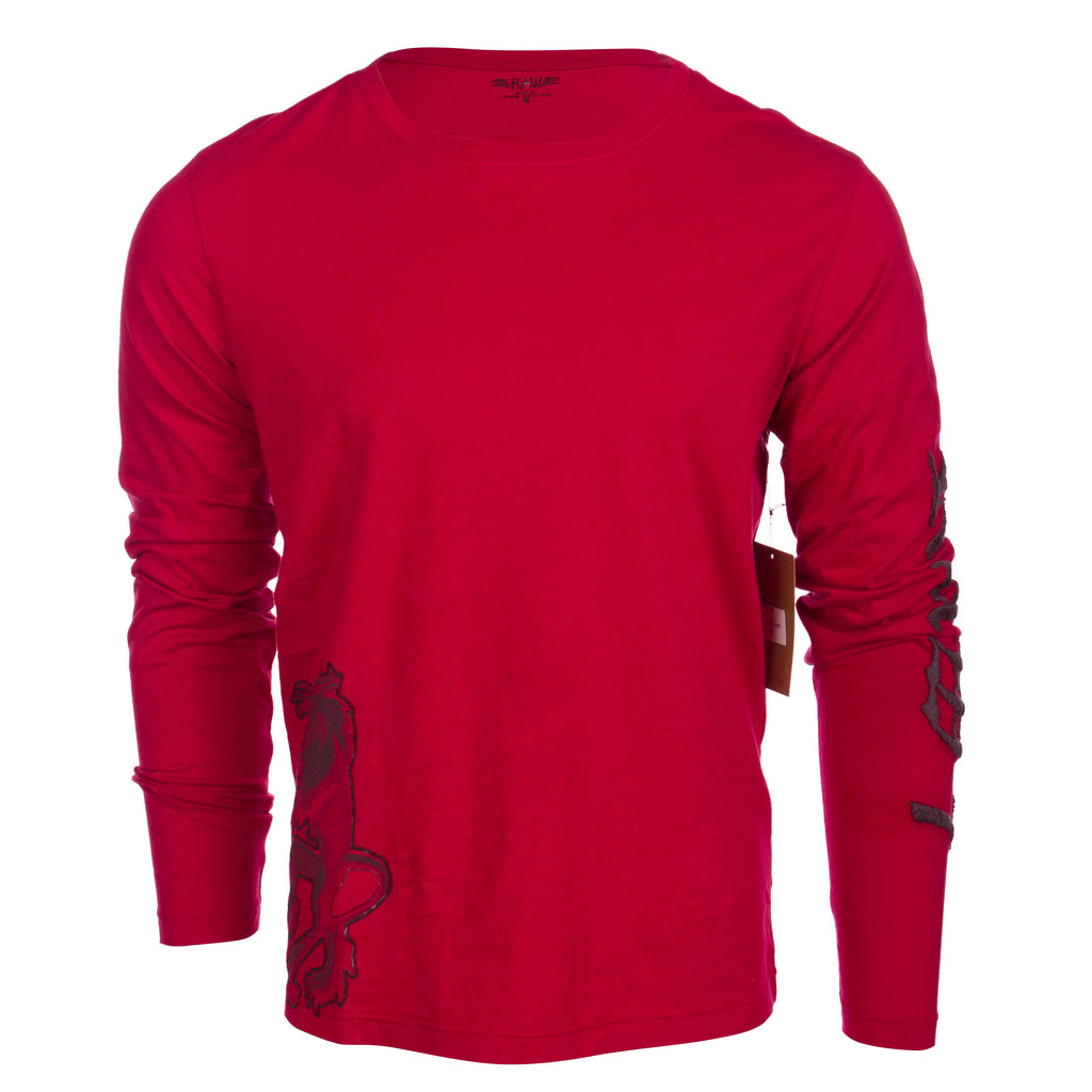 Raw7 Men's Red Long Sleeve Shirt Lion Design