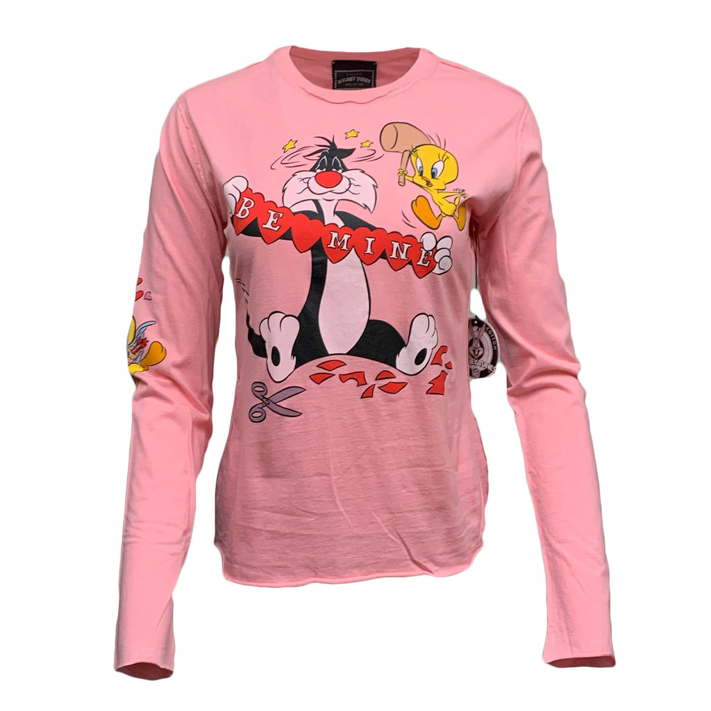 Looney Tunes Women's Sylvester & Tweety Long Sleeve T-Shirt Pink