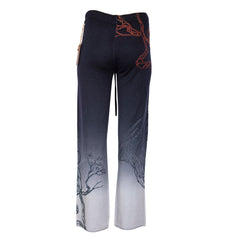 Raw7 Women's 100% Cashmere Knit Pant Mist Blue/Grey Gradient with Embroidery