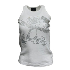 Raw7 Women's Looney Tunes Sylvester and Tweety Tank Top White with Rhinestones 100% Cotton