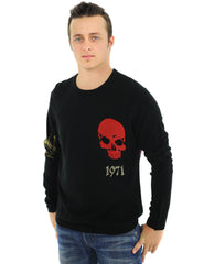 RAW7 Men's 100% Acrylic Crewneck Sweater Lion Design - Black.