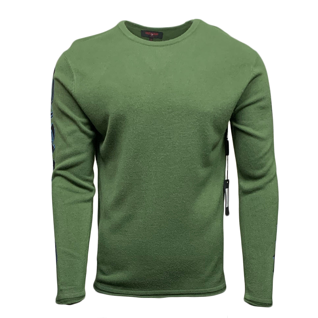 RAW7 Men's 100% Acrylic Crewneck Sweater "Panther" - Green
