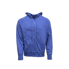 Raw7 Men's Blue Zip Hoodie with Chinese Symbol for Water
